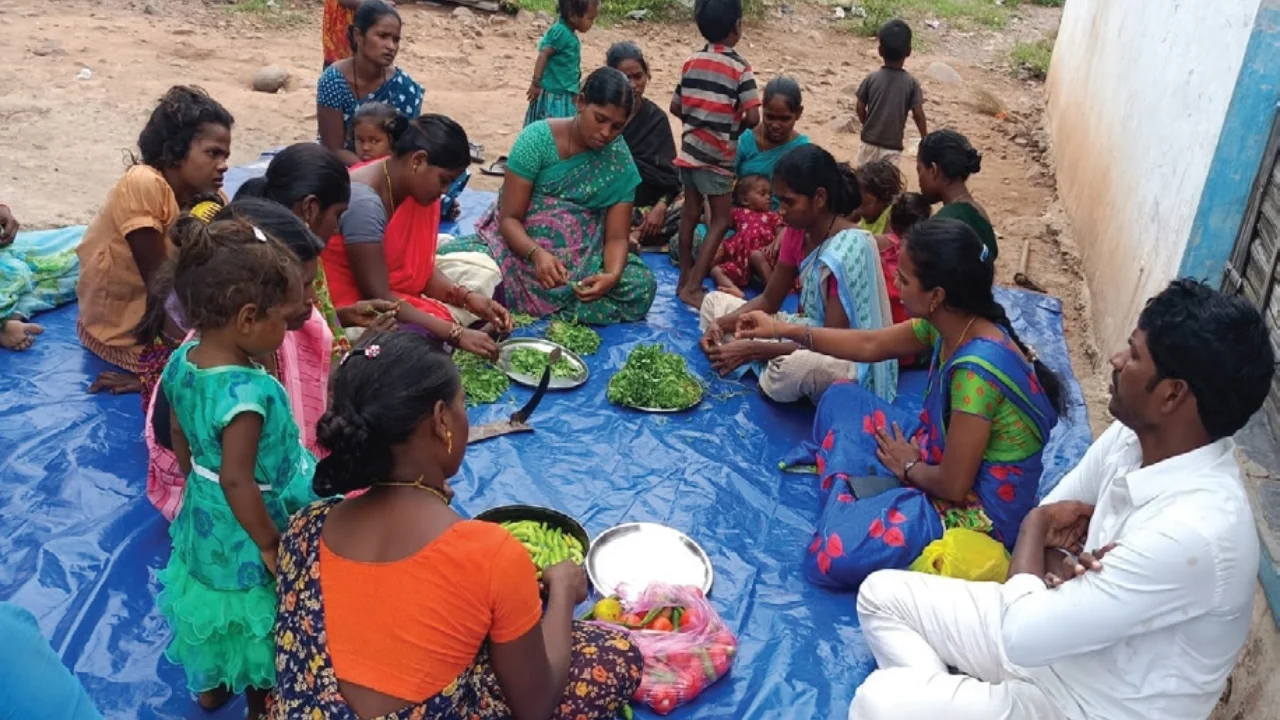 In their community, Bhuvana’s family prepares a meal using food they cultivated.